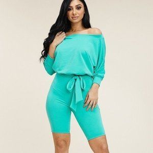 🎀Slouchy Solid French Terry 3/4 Sleeve Romper🎀